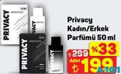 PRİVACY KADIN/ERKEK PARFÜMÜ 50 ML PRİVACY KADIN/ERKEK PARFÜMÜ 50 ML